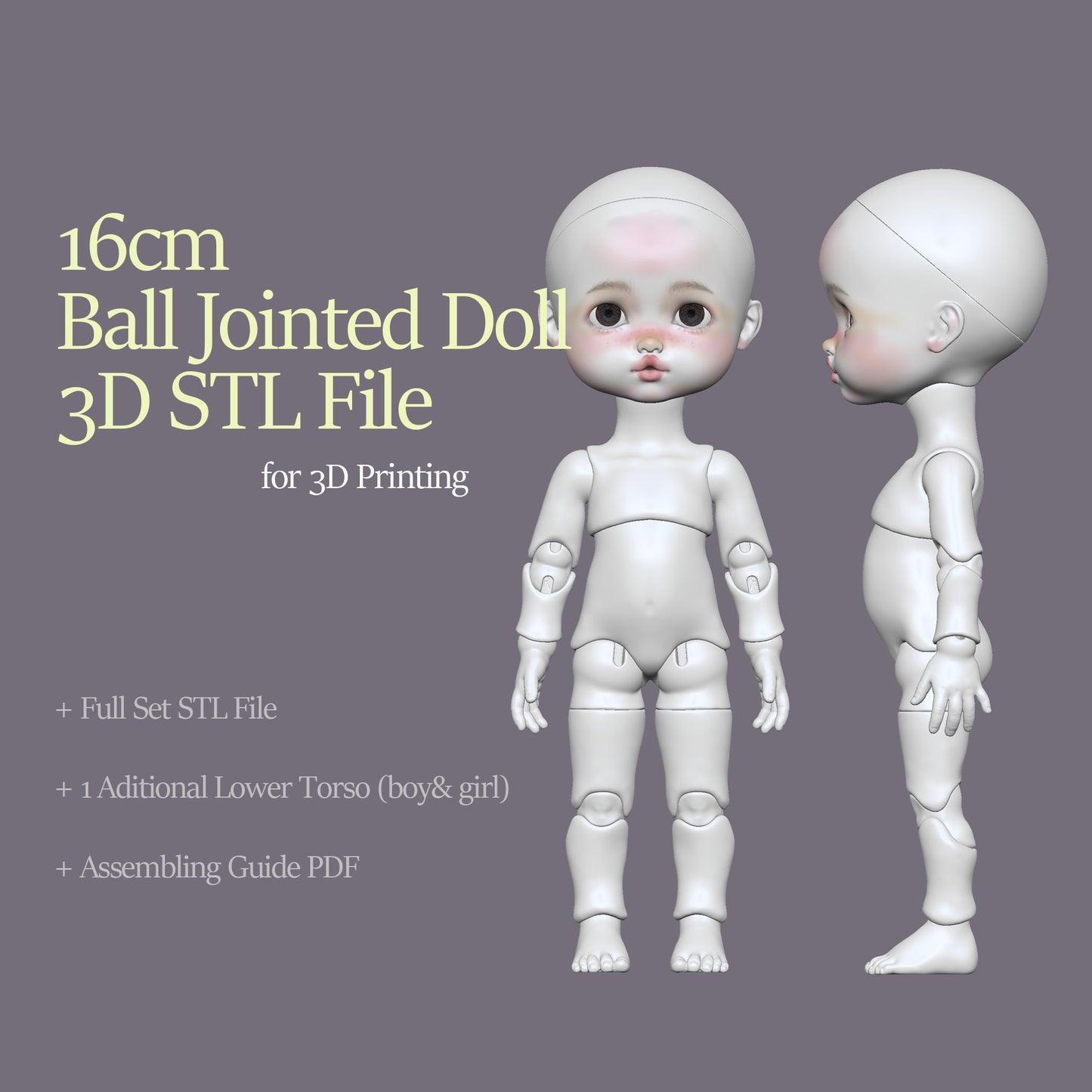 baby BJD DOLL fullset STL digital file for 3D printing