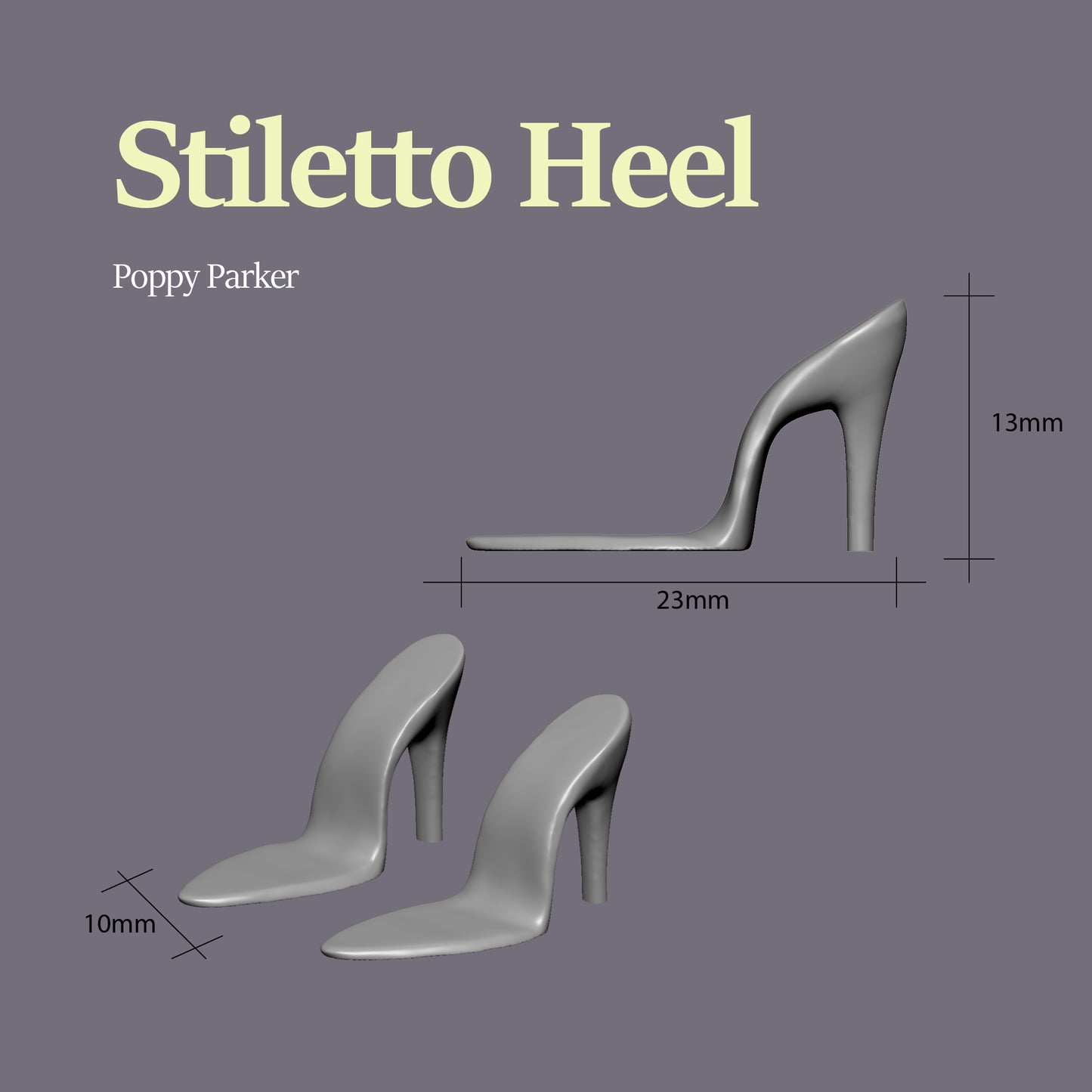 [3D data] Doll Shoe Bases STL Files – 6 Heels for Integrity Toys (3D Printable)