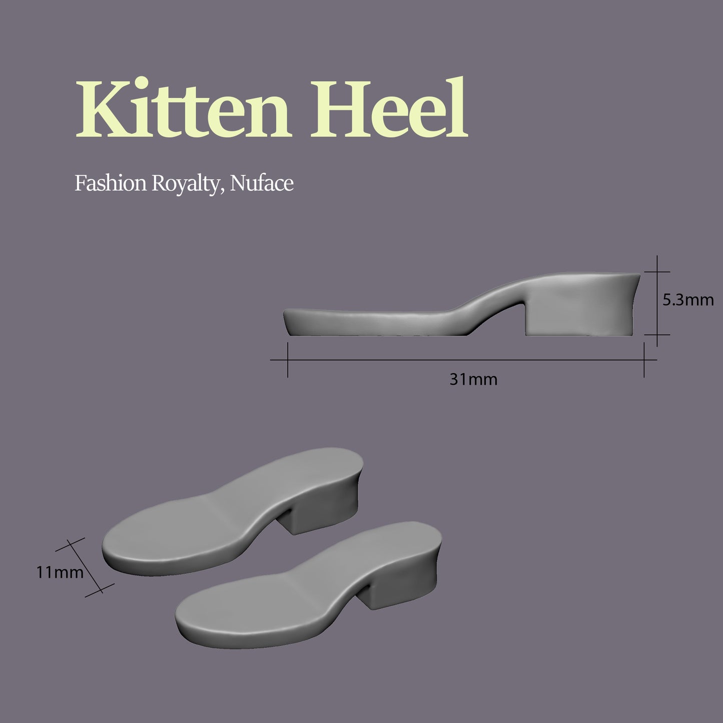 [3D data] Doll Shoe Bases STL Files – 6 Heels for Integrity Toys (3D Printable)