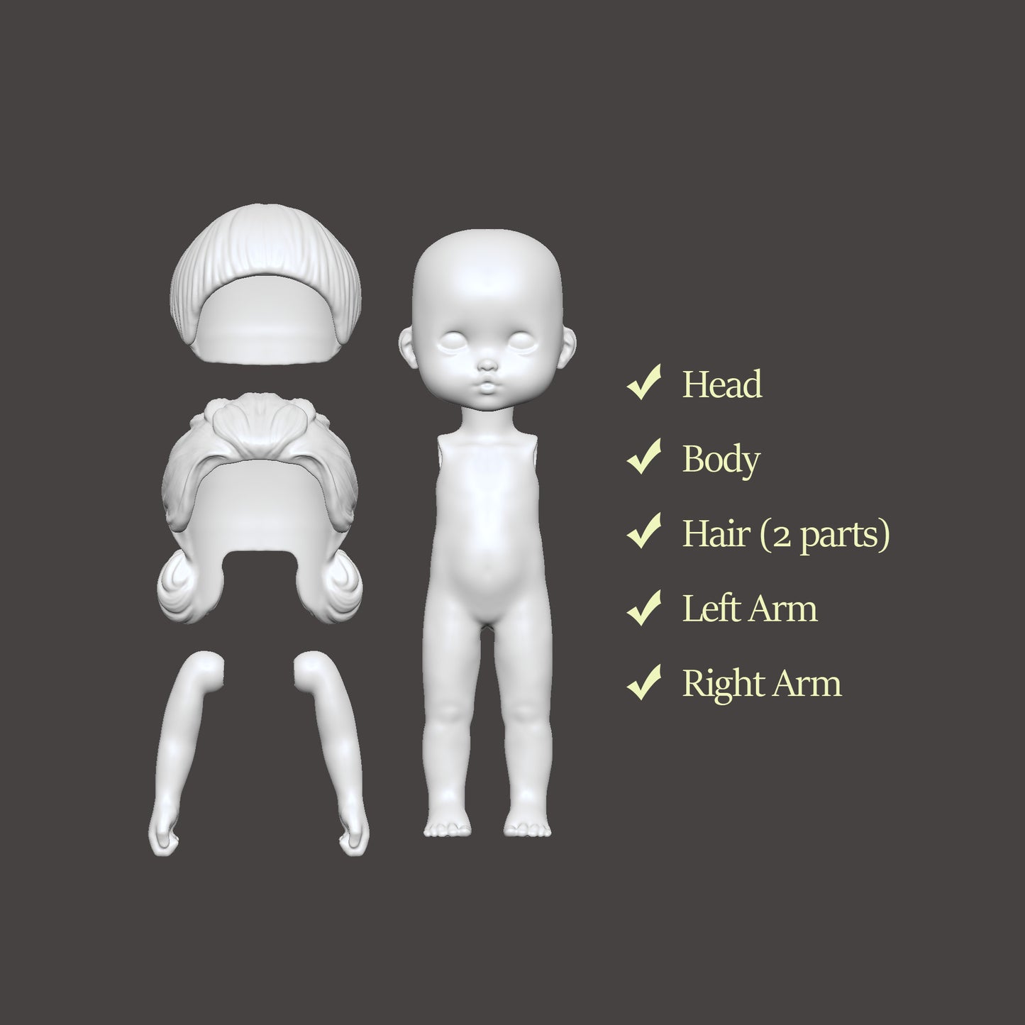 Whispering Fairies – 6cm Mini Art Doll STL