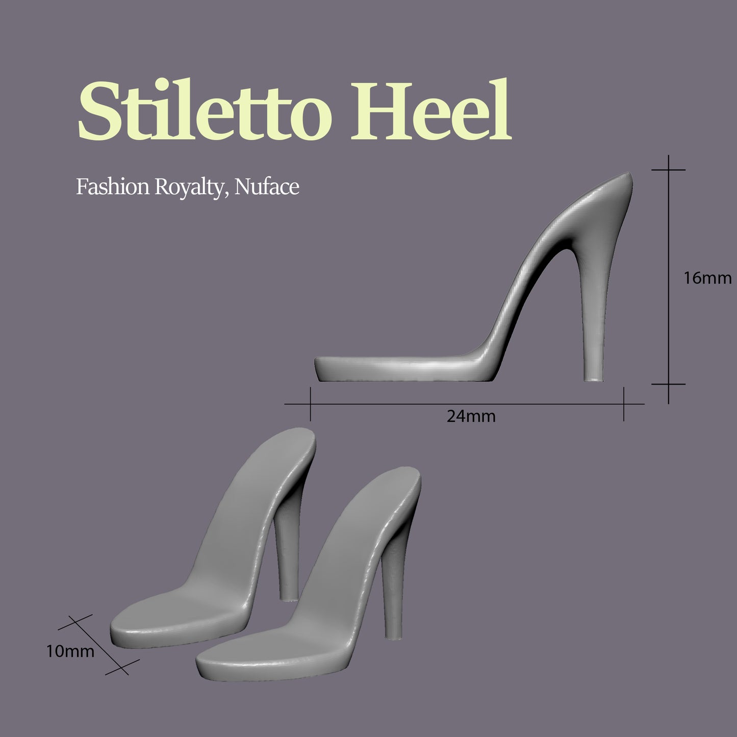 [3D data] Doll Shoe Bases STL Files – 6 Heels for Integrity Toys (3D Printable)